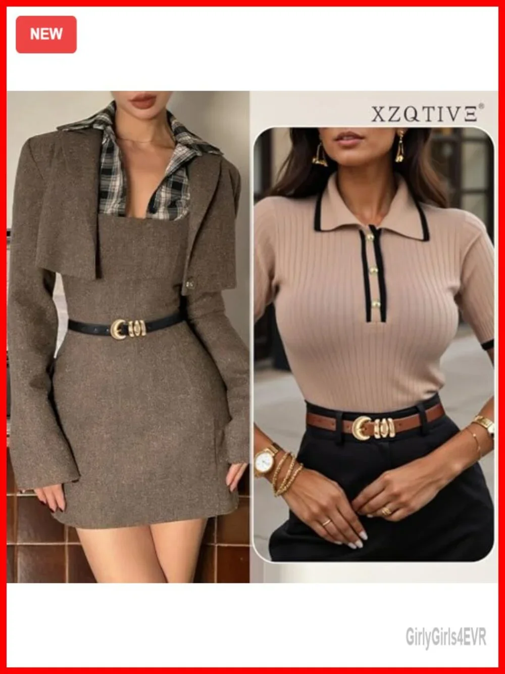 2 Pack Women's Skinny Faux Leather Belt with Gold Buckle